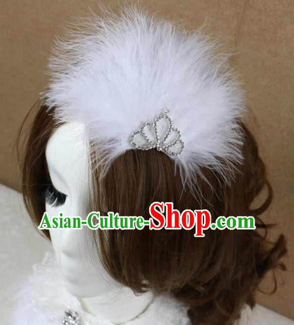 Top Grade Princess White Feather Hair Accessories Gothic Bride Hair Stick Headwear for Women