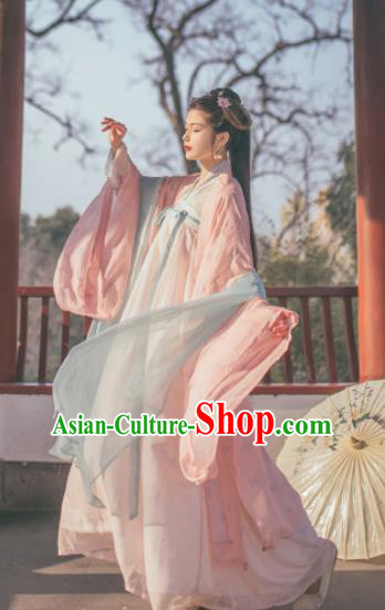 Chinese Ancient Imperial Princess Pink Hanfu Dress Traditional Tang Dynasty Court Lady Historical Costume for Women