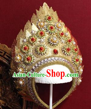Handmade Thailand Traditional Hair Accessories Ancient Queen Red Crystal Royal Crown for Women