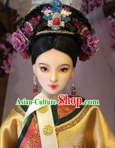 Chinese Ancient Manchu Imperial Consort Hat Headwear Traditional Qing Dynasty Palace Hair Accessories for Women