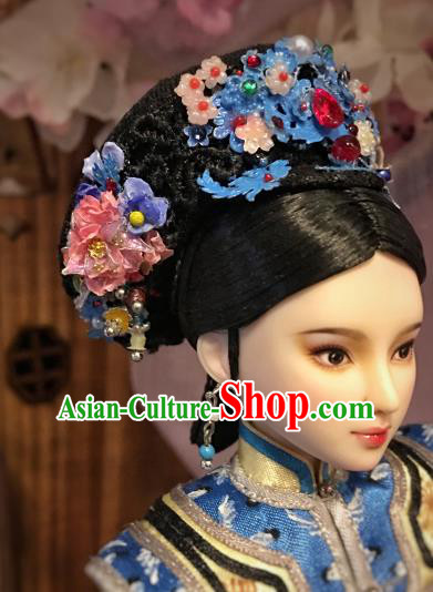 Chinese Ancient Imperial Consort Hat Headwear Traditional Qing Dynasty Palace Manchu Hair Accessories for Women