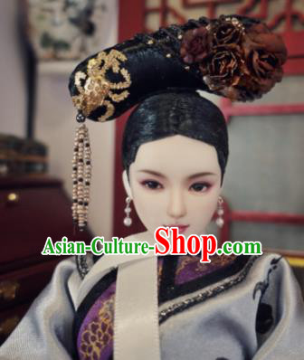Chinese Ancient Manchu Imperial Consort Headwear Traditional Qing Dynasty Palace Hair Accessories for Women