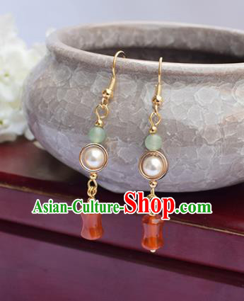 Chinese Ancient Princess Ear Accessories Traditional Hanfu Agate Tassel Earrings for Women