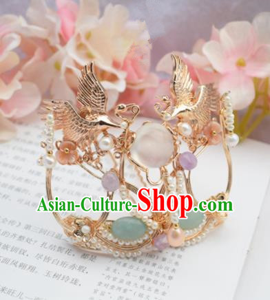 Chinese Ancient Princess Palace Cranes Hair Comb Hairpins Traditional Handmade Hanfu Hair Accessories for Women