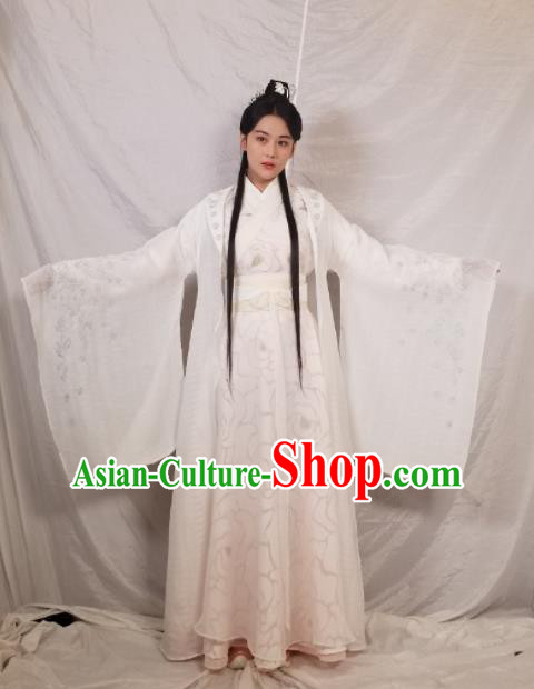 Chinese Ancient Palace Princess White Hanfu Dress Traditional Northern and Southern Dynasties Nobility Lady Historical Costume for Women