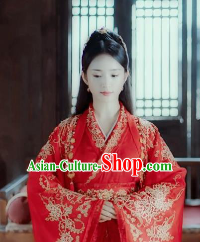 Chinese Ancient Princess Wedding Red Hanfu Dress Traditional Northern and Southern Dynasties Rani Historical Costume for Women