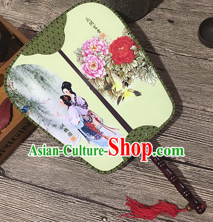 Chinese Handmade Classical Palace Fans Traditional Printing Parrot Hanfu Square Fan for Women