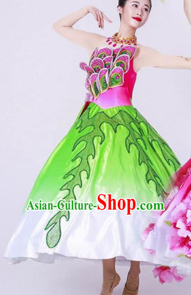 Chinese Spring Festival Gala Classical Dance Costume Traditional Opening Dance Green Dress for Women