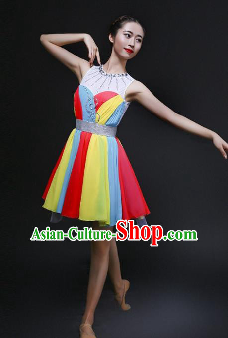 Chinese Modern Dance Costume Traditional Opening Dance Bubble Dress for Women