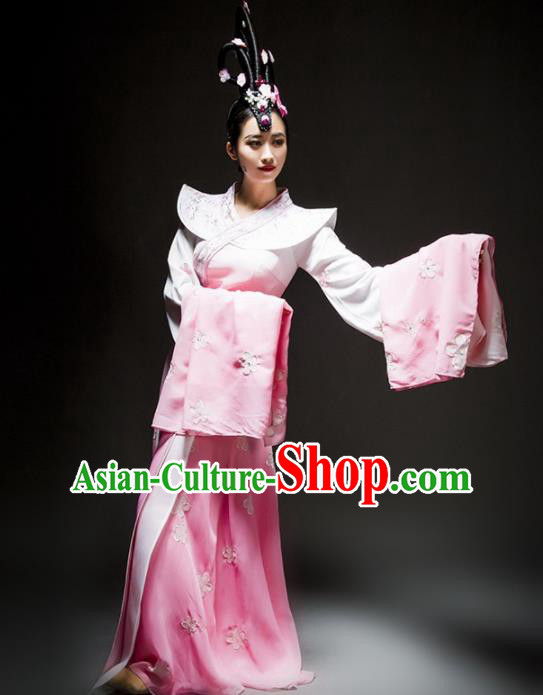 Chinese Classical Dance Costume Traditional Stage Performance Pink Hanfu Dress for Women