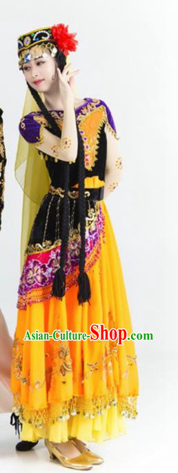 Chinese Traditional Uyghur Nationality Ethnic Dance Costume Uigurian Minority Folk Dance Dress for Women