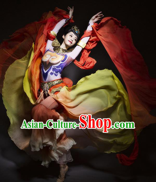 Chinese Classical Dance Costume Traditional Dunhuang Flying Apsaras Stage Performance Dress for Women