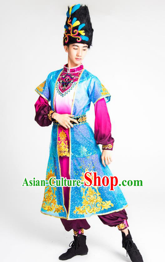Chinese Uyghur Nationality Stage Performance Ethnic Dance Costume Traditional Uigurian Minority Bridegroom Clothing for Men