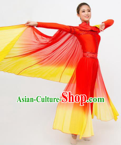 Chinese Traditional Yangko Stage Performance Costume Folk Dance Drum Dance Red Dress for Women