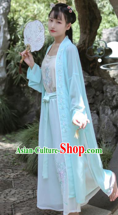 Traditional Chinese Song Dynasty Historical Costume Ancient Young Lady Embroidered Clothing for Women
