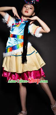 Chinese Pumi Nationality Ethnic Stage Performance Costume Traditional Minority Folk Dance Clothing for Kids