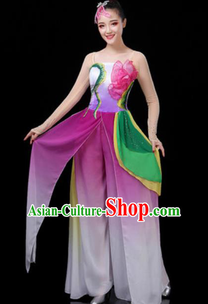 Traditional Chinese Classical Dance Group Dance Purple Dress Umbrella Dance Stage Performance Costume for Women