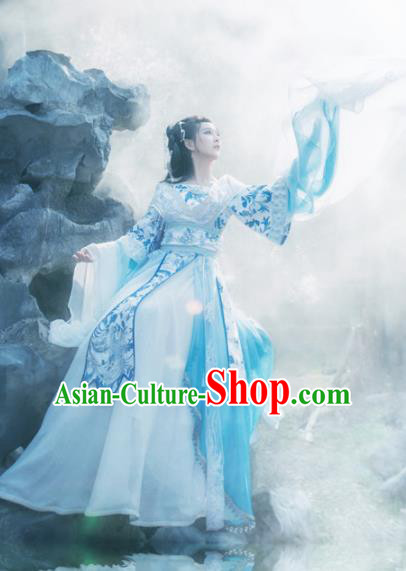 Traditional Chinese Tang Dynasty Imperial Consort Hanfu Dress Ancient Peri Princess Embroidered Costume for Women