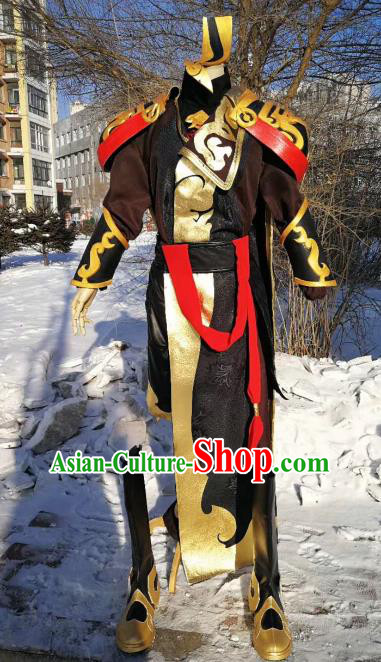 Traditional Chinese Cosplay Royal Highness Black Hanfu Clothing Ancient Swordsman Embroidered Costume for Men