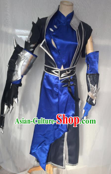 Traditional Chinese Cosplay Kawaler Royalblue Hanfu Clothing Ancient Swordsman Embroidered Costume for Men