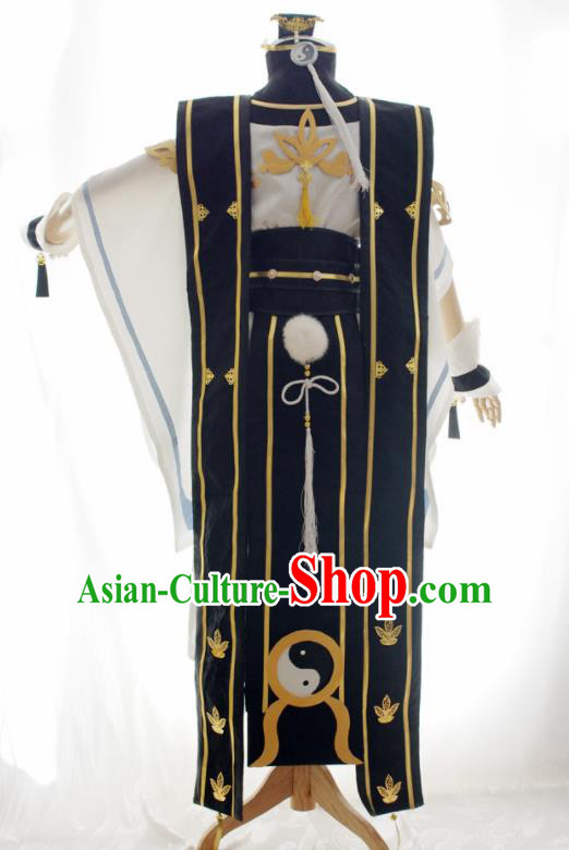 Traditional Chinese Cosplay Kawaler Taoist Priest Clothing Ancient Swordsman Embroidered Costume for Men
