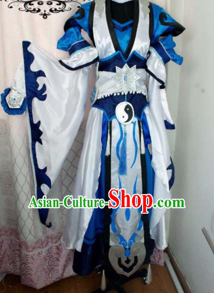 Traditional Chinese Cosplay Taoist Priest Knight Clothing Ancient Swordsman Embroidered Costume for Men
