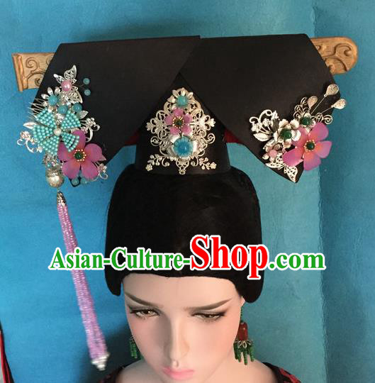 Traditional Chinese Qing Dynasty Imperial Consort Phoenix Headwear Ancient Manchu Lady Hair Accessories for Women
