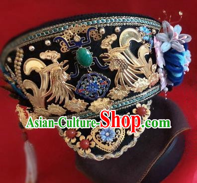 Traditional Chinese Qing Dynasty Imperial Consort Hat Headwear Ancient Palace Manchu Hair Accessories for Women