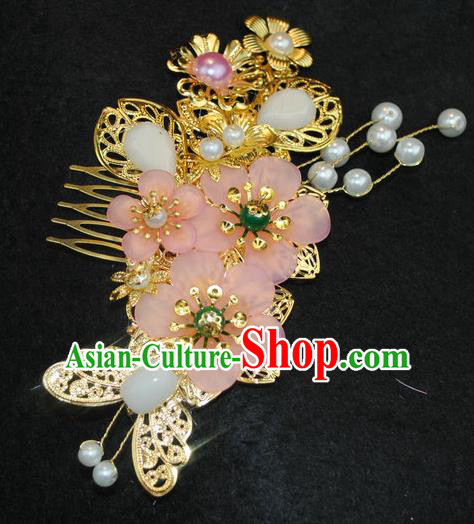 Traditional Chinese Qing Dynasty Princess Hair Comb Hairpins Handmade Ancient Manchu Lady Hair Accessories for Women