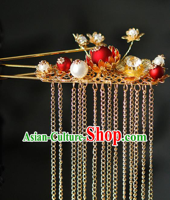 Traditional Chinese Wedding Hairpins Tassel Hair Combs Handmade Ancient Princess Hair Accessories Complete Set for Women