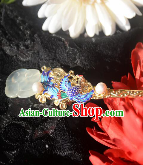 Traditional Chinese Handmade Queen Cloisonne Jade Hairpins Ancient Imperial Empress Hair Accessories for Women