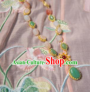 Chinese Handmade Hanfu Jade Necklace Traditional Ancient Princess Necklet Jewelry Accessories for Women