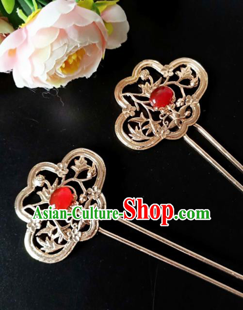 Chinese Handmade Hanfu Palace Agate Hairpins Traditional Ancient Princess Hair Accessories for Women