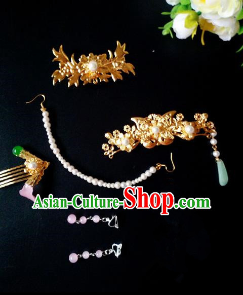 Chinese Handmade Hanfu Palace Hair Comb Tassel Hairpins Traditional Ancient Princess Hair Accessories for Women