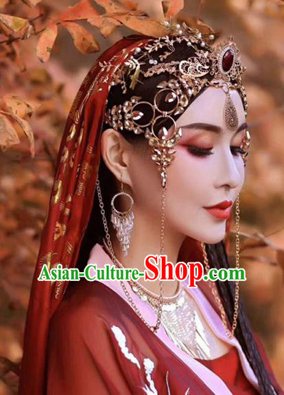 Traditional Chinese Handmade Tassel Hair Crown Hanfu Hairpins Ancient Imperial Consort Hair Accessories for Women