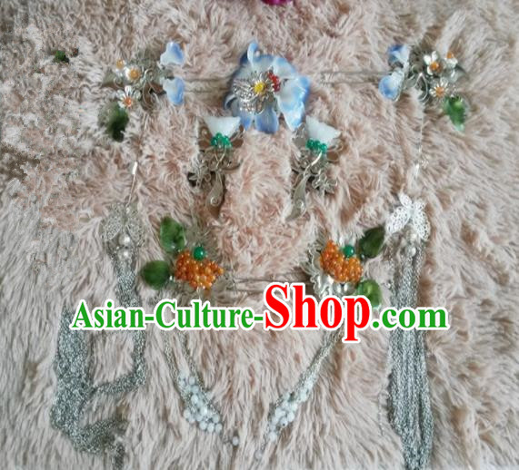 Handmade Chinese Traditional Hanfu Hairpins Tassel Step Shake Ancient Tang Dynasty Queen Hair Accessories for Women