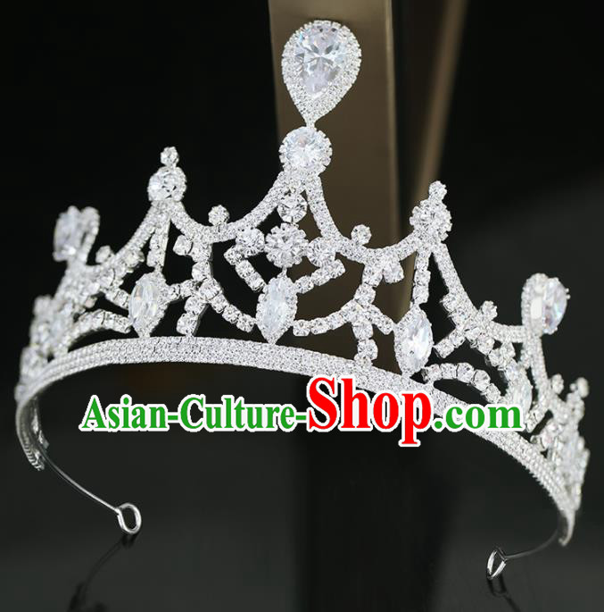 Top Grade Handmade Baroque Princess Crystal Royal Crown Wedding Bride Hair Accessories for Women