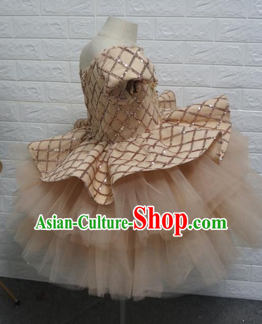 Top Grade Stage Show Dance Champagne Bubble Full Dress Catwalks Court Princess Costume for Kids
