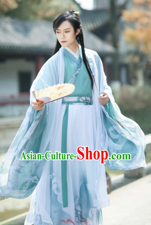 Chinese Jin Dynasty Nobility Childe Embroidered Hanfu Clothing Traditional Ancient Prince Swordsman Historical Costume for Men