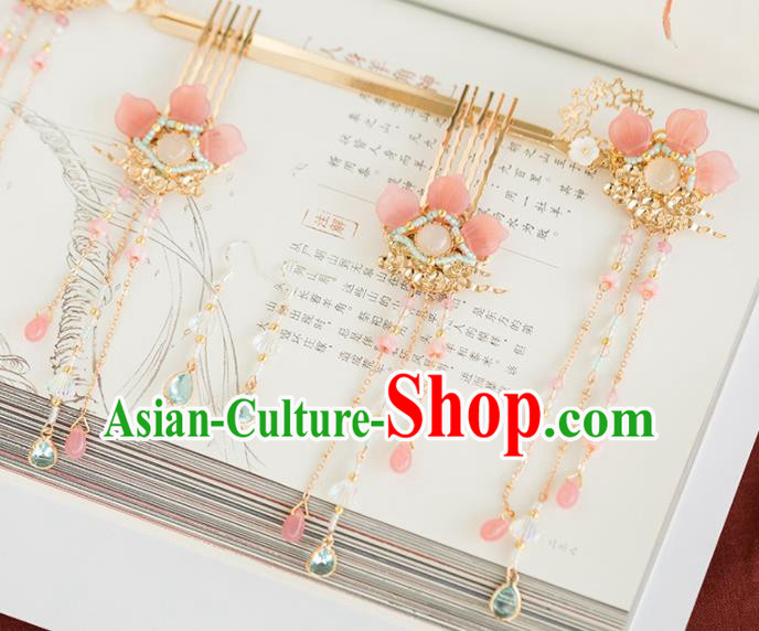 Chinese Handmade Hair Combs Tassel Hairpins Ancient Princess Hair Accessories Headwear for Women