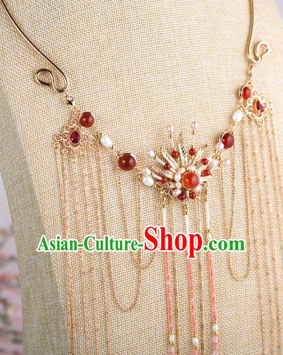 Handmade Chinese Classical Tassel Necklace Ancient Palace Hanfu Necklet Accessories for Women