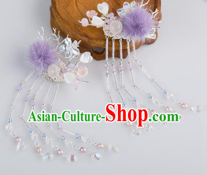 Chinese Handmade Pearls Tassel Hair Claws Hairpins Ancient Princess Hair Accessories Headwear for Women