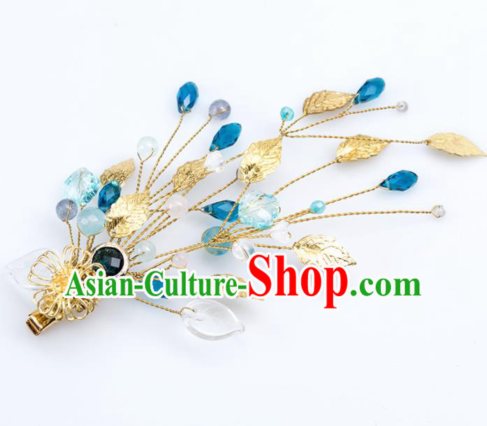 Chinese Handmade Hanfu Golden Leaf Hair Claw Hairpins Ancient Princess Hair Accessories Headwear for Women