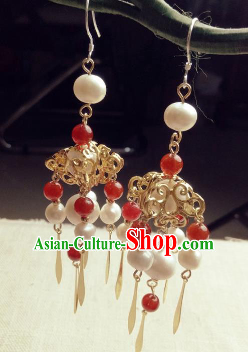 Handmade Chinese Classical Earrings Ancient Palace Hanfu Ear Accessories for Women