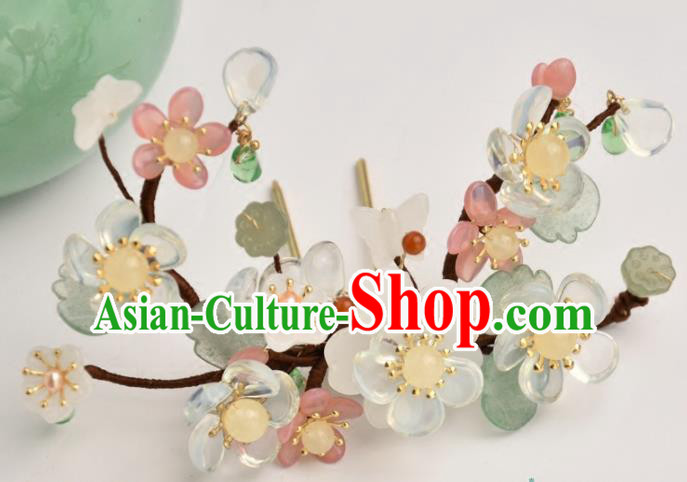 Chinese Handmade Hanfu Flowers Hair Clip Hairpins Ancient Princess Hair Accessories Headwear for Women