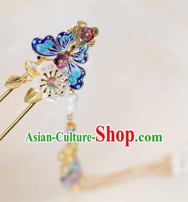 Chinese Handmade Hanfu Cloisonne Butterfly Hairpins Ancient Princess Hair Accessories Headwear for Women
