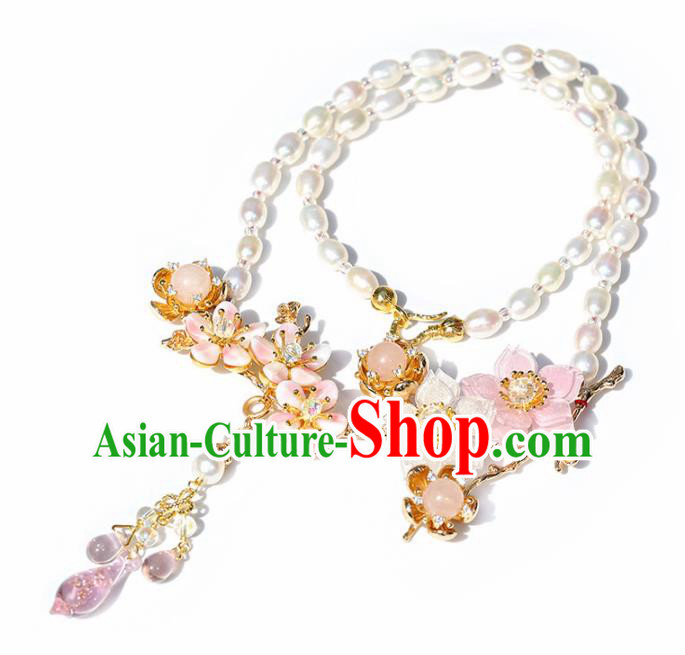 Handmade Chinese Classical Pearls Necklet Ancient Palace Hanfu Necklace Accessories for Women