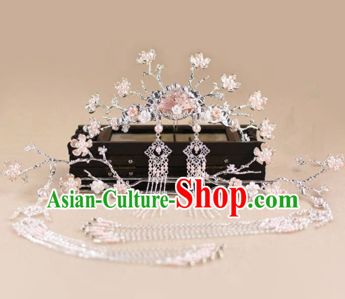 Chinese Handmade Palace Plum Blossom Hair Crown Hairpins Ancient Princess Hanfu Hair Accessories Headwear for Women