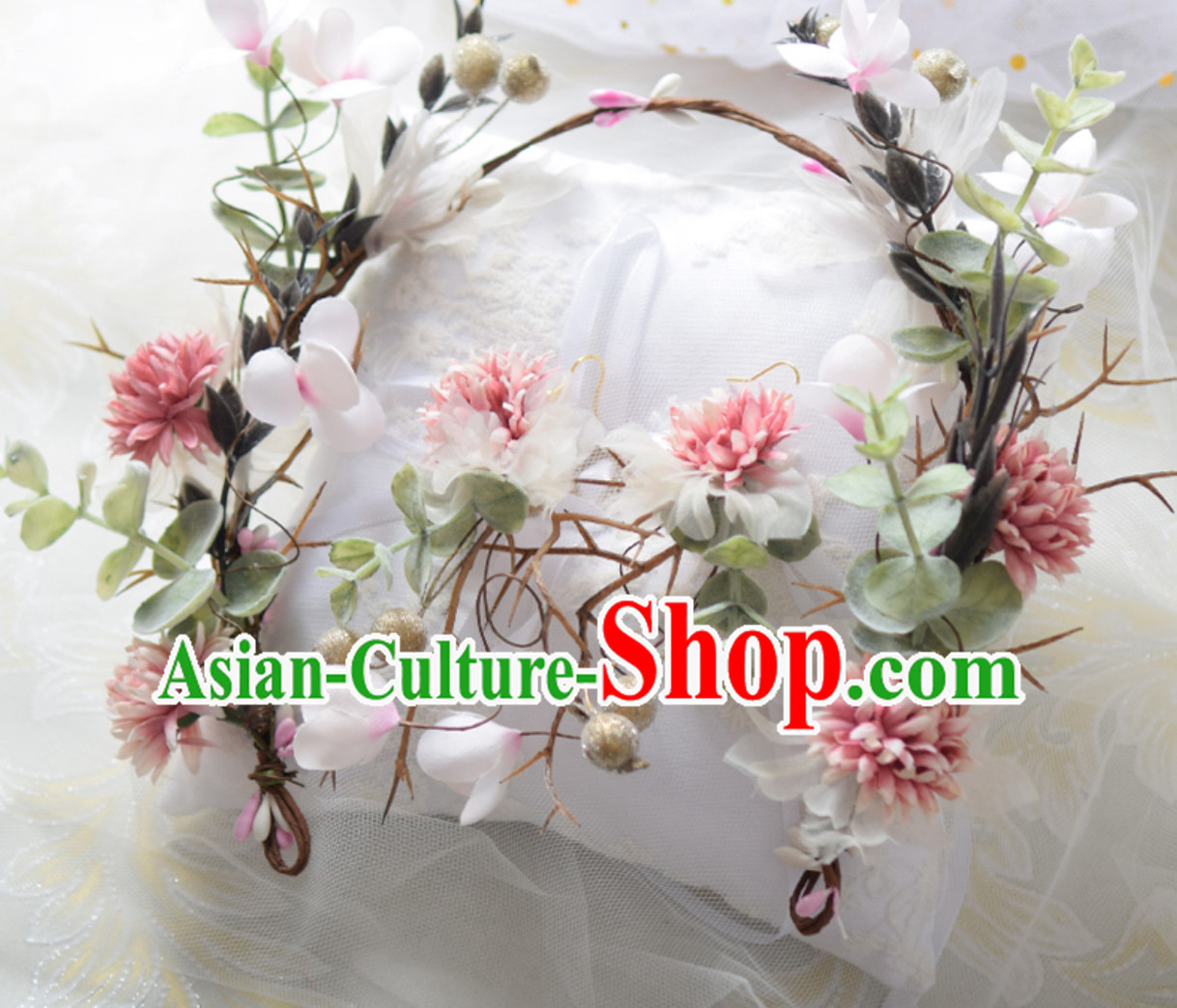 Top Handmade Flower Head Wear Garland Hair Jewelry and Earrings Complete Set for Women