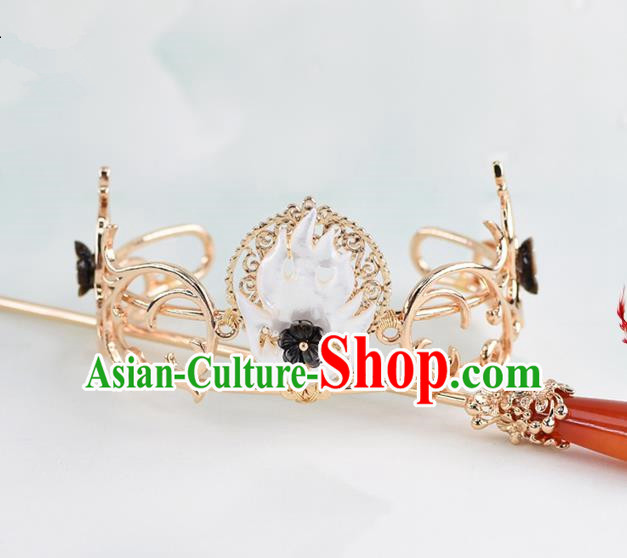 Chinese Traditional Swordsman Hair Accessories Ancient Prince Fire Hairdo Crown for Men